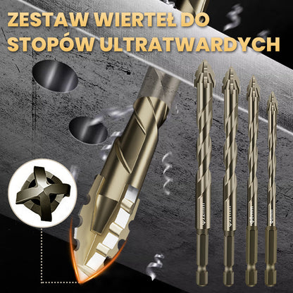 🔥2025 Gorąca wyprzedaż🔥Zestaw wierteł o wysokiej wytrzymałości z 4-rowkowymi ząbkowanymi wiertłami ekscentrycznymi