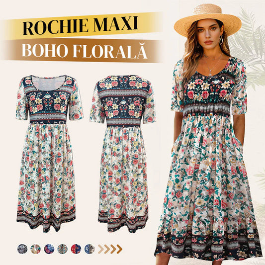 ✨Eleganckie teksturowane sukienki Premium z nadrukiem w stylu boho