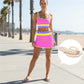 🔥🎁Nowość: 50% RABATU🔥🌼 Trzyczęściowy sportowy komplet bikini z nylonu w blokach kolorystycznych – wysoki stan z efektem wyszczuplającym brzuch 👙
