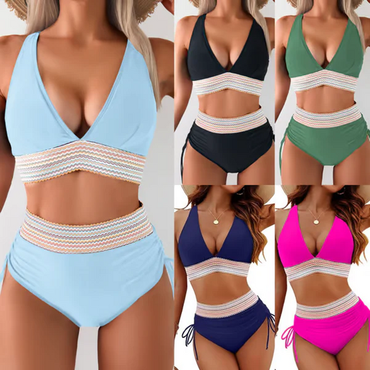 🌊👙 Wysoka talia, kontrola brzucha, kolorowe zestawy bikini