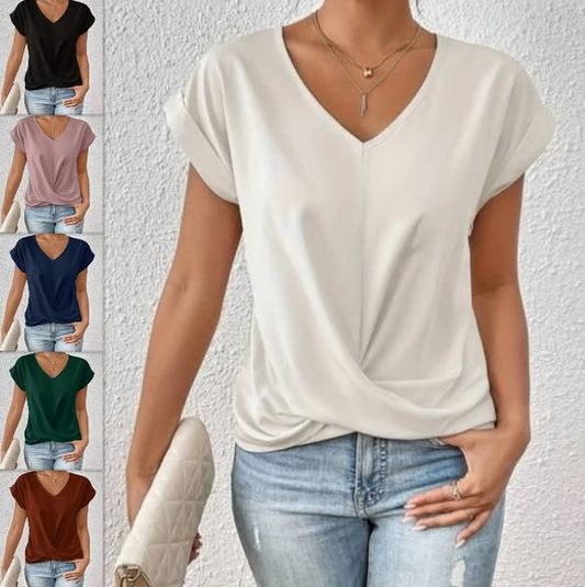👚 Elegancka casualowa koszulka z krótkim rękawem