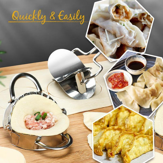 🥟 Błyskawiczne lepienie pierogów! Nieprzywierająca forma ze stali nierdzewnej + obcinacz do ciasta – pierogi w minutę! ✨🔥