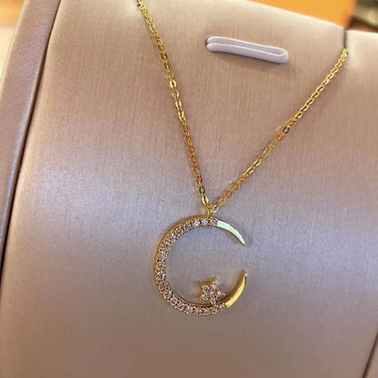 💕Jasna noc: Naszyjnik z księżycem i gwiazdą 🌙🎅 Oferta ograniczona czasowo