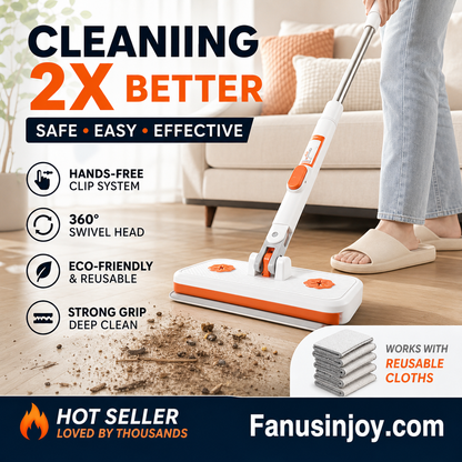 🔥Ograniczona Czasowo Promocja -50%！✨️Maksymalna Siła Czyszczenia！Wielofunkcyjny Płaski Mop Bezdotykowy z Klipsem