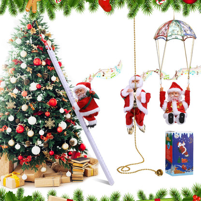 🎄Elektryczna zabawka muzyczna przedstawiająca Świętego Mikołaja wspinającego się po kominie