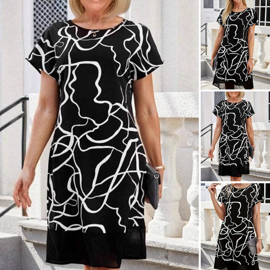 🔥👗Sukienka z krótkim rękawem i okrągłym dekoltem