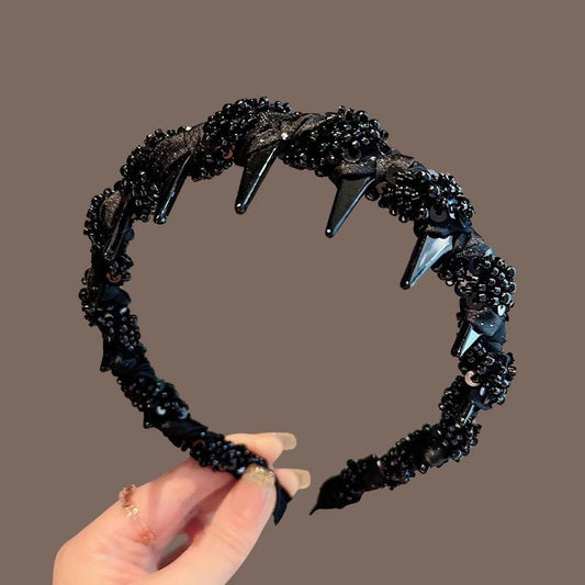✨Piękna czarna tiara z koralików💯