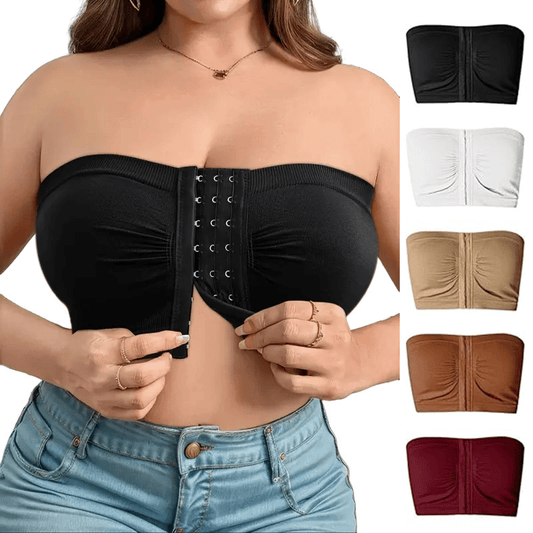 🔥👚Biustonosz bez ramiączek w dużym rozmiarze, zapinany z przodu na klamrę, oddychający