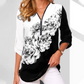 🔥👚Damski top z nadrukiem V-Neck z zamkiem błyskawicznym