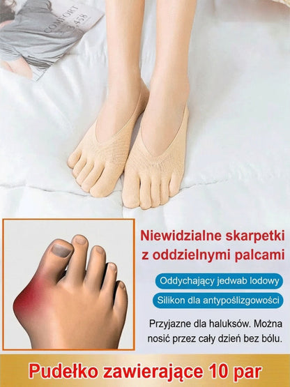 Unisex niewidoczne skarpetki korekcyjne z pięcioma palcami