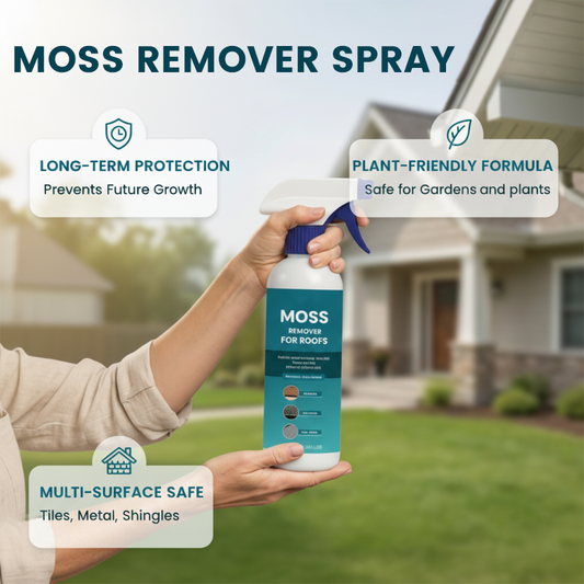 🌧️ Spray do czyszczenia dachów i alg z mchu – na wiele powierzchni – spryskaj, spłucz i ciesz się blaskiem! 🏠✨