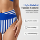 Dwuczęściowy kostium kąpielowy bikini w blokach kolorystycznych i paski
