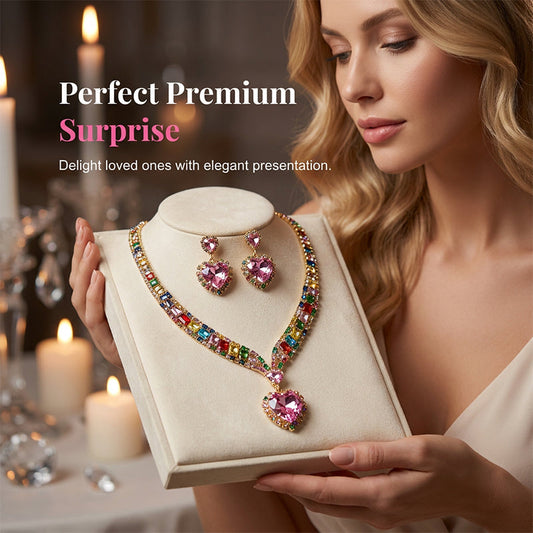 💎✨ Błyszczący zestaw biżuterii w kształcie serca (naszyjnik + kolczyki) – elegancki i romantyczny – płatność przy odbiorze 💖✅