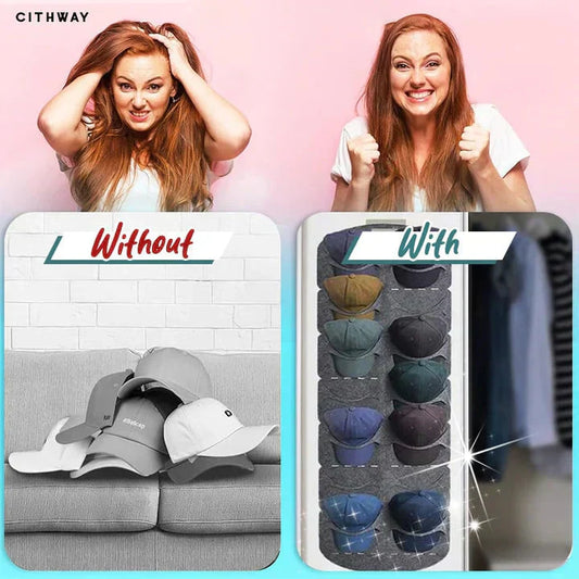 🔥Oferta ograniczona czasowo – 50% zniżki!!🔥Wiszący wieszak na czapki z wieloma kieszeniami