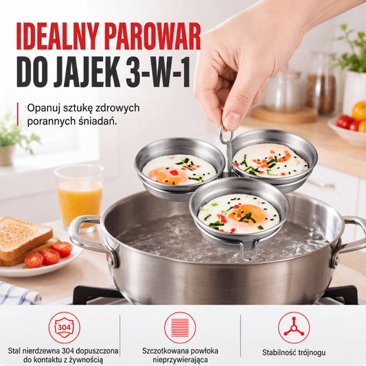 🍳🥚3-w-1 forma do gotowania jajek w koszulce ze stali nierdzewnej