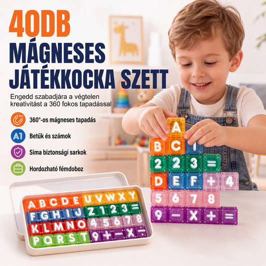 🧩 Magnetyczne kostki z alfabetem i cyframi dla dzieci