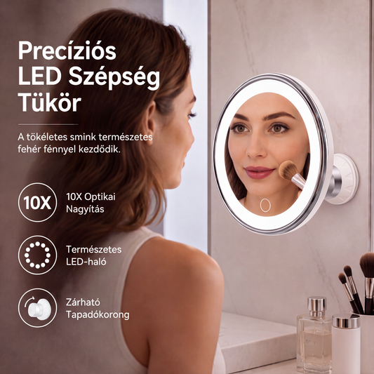 🔥 Lusterko Powiększające 10x z LED – Idealne do Makijażu i Pielęgnacji, Przyssawka w Zestawie