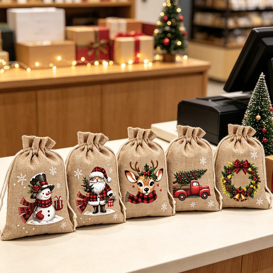 🎄 🎁 Świąteczne woreczki na prezenty – świąteczne wzory, ściągacz i wytrzymały materiał ✨🎅